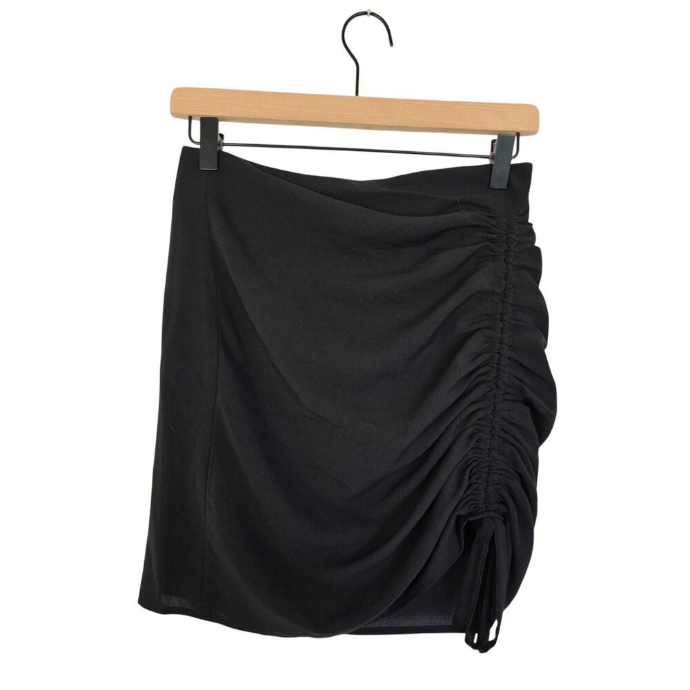 J.O.A. Black Ruched Draped Mini Skirt Asymmetric Hem Women’s Small